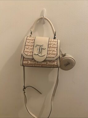 Juicy Couture Cream & Beige Logo Satchel with Coin Pouch